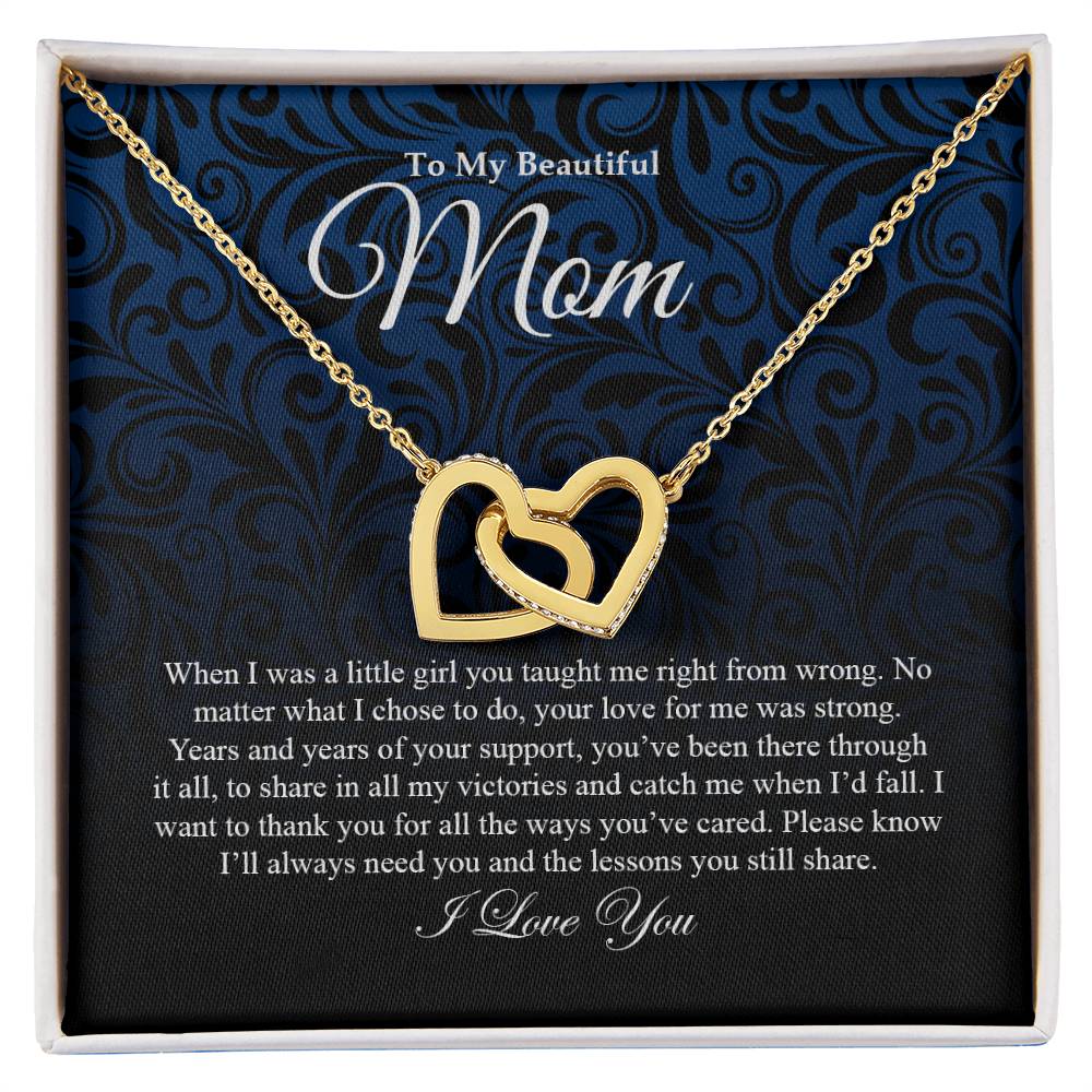 To My Beautiful Mom | I Love You - Interlocking Hearts necklace