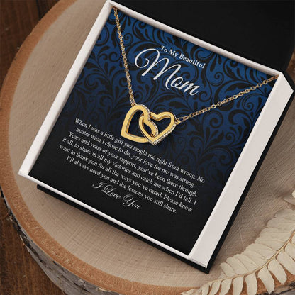 To My Beautiful Mom | I Love You - Interlocking Hearts necklace