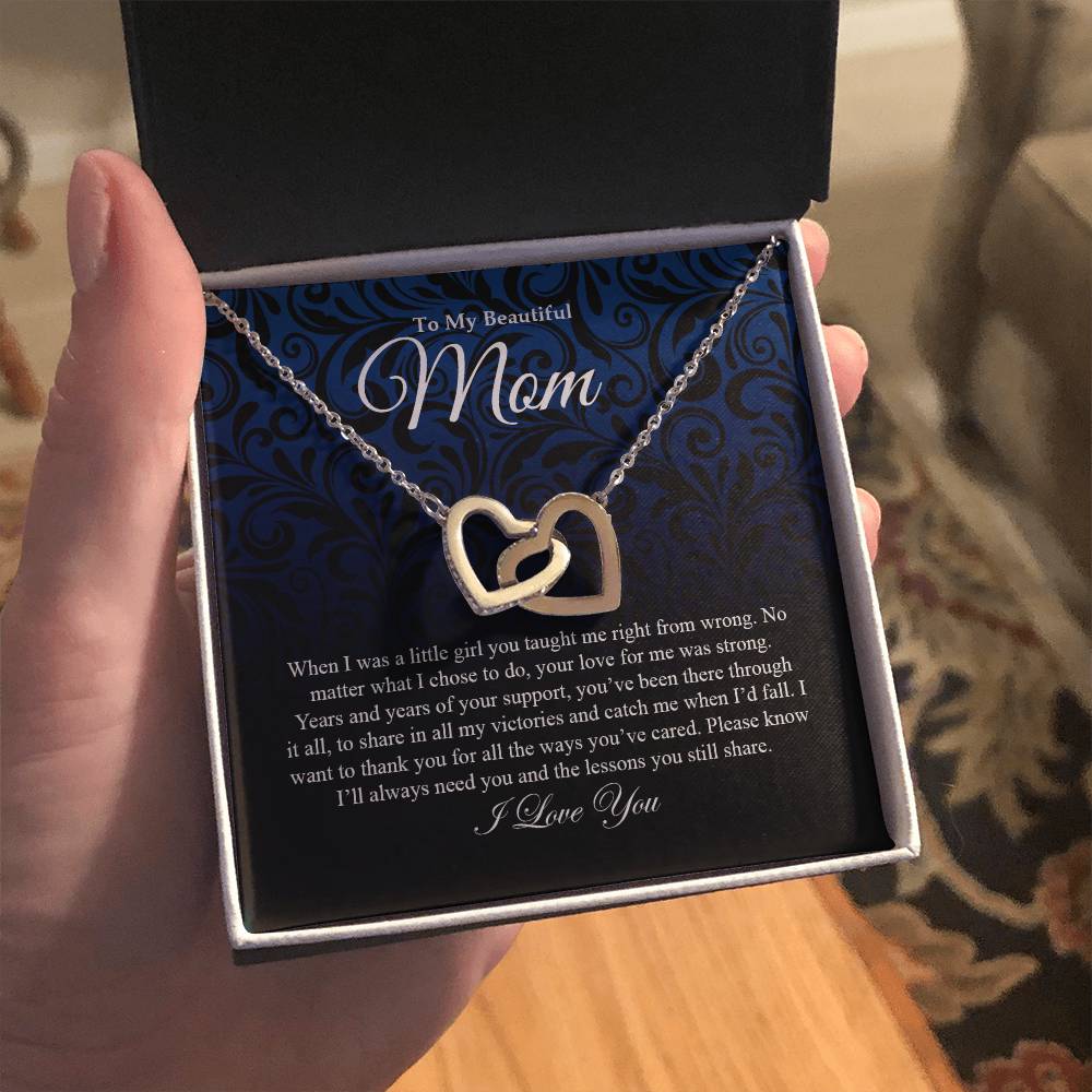 To My Beautiful Mom | I Love You - Interlocking Hearts necklace