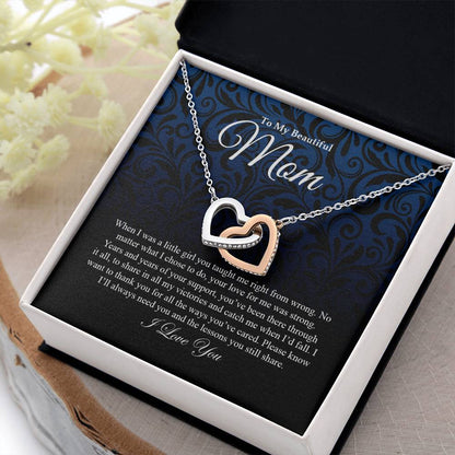 To My Beautiful Mom | I Love You - Interlocking Hearts necklace