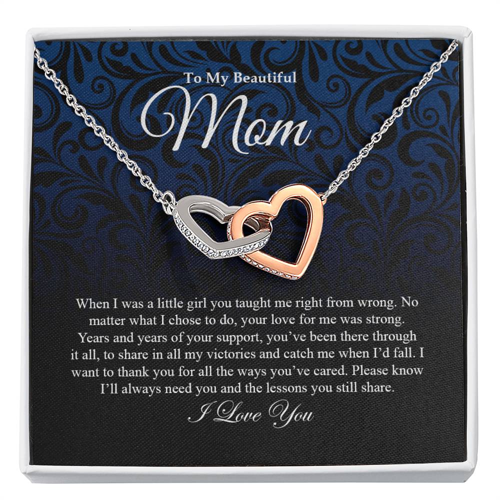 To My Beautiful Mom | I Love You - Interlocking Hearts necklace