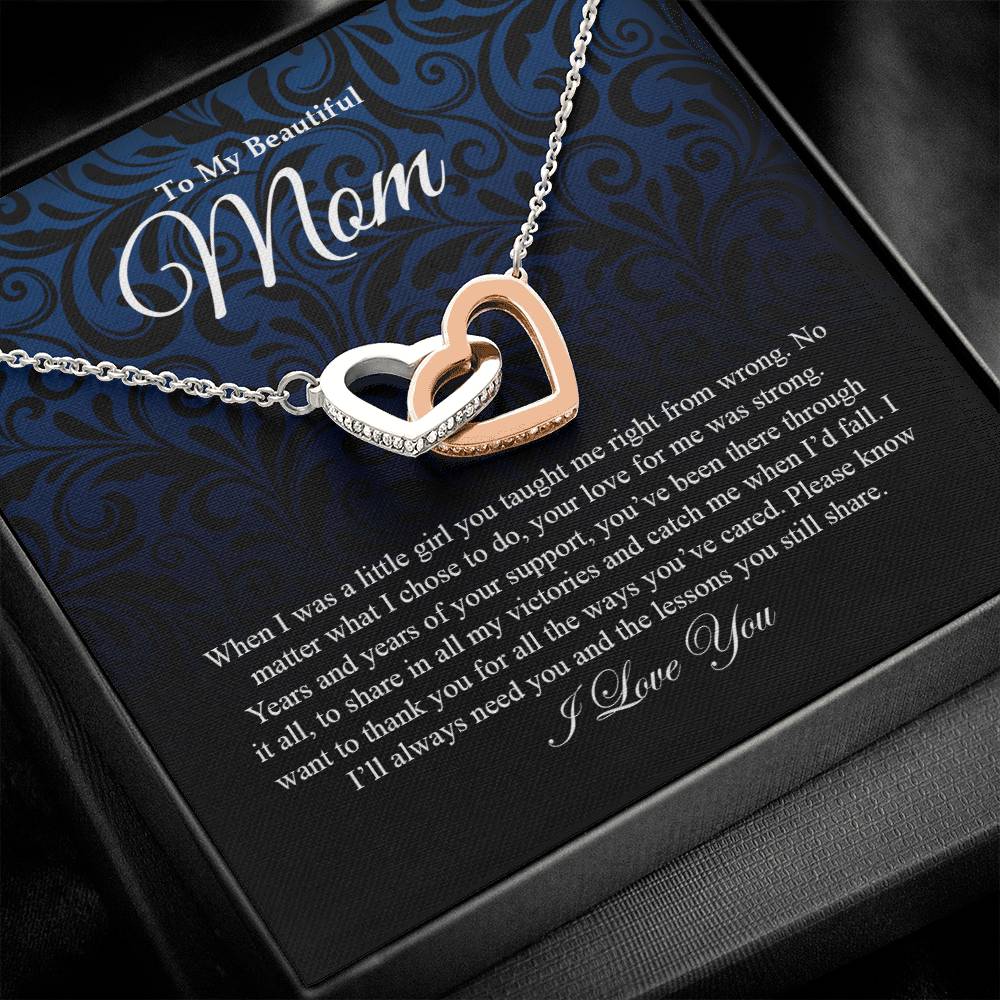 To My Beautiful Mom | I Love You - Interlocking Hearts necklace