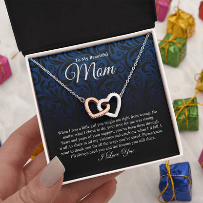 To My Beautiful Mom | I Love You - Interlocking Hearts necklace