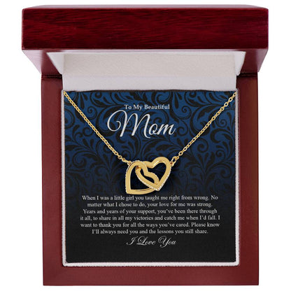 To My Beautiful Mom | I Love You - Interlocking Hearts necklace