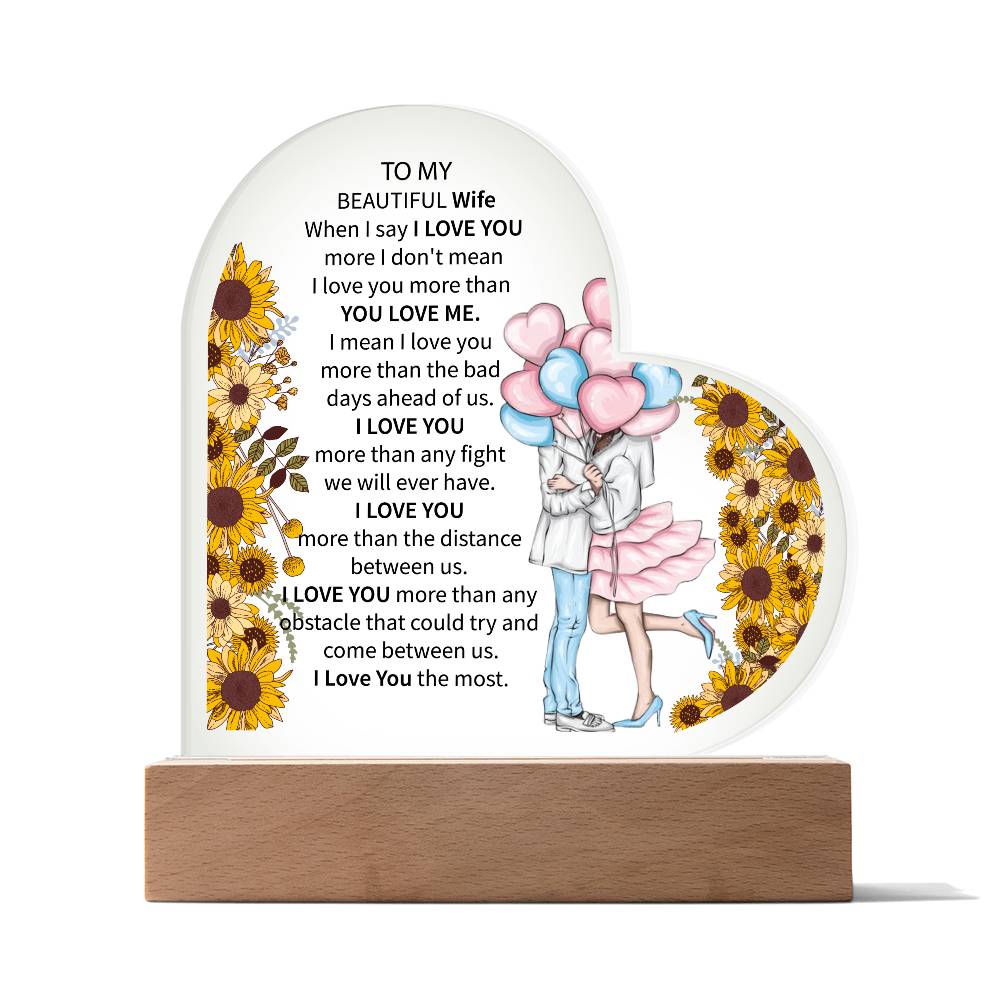 To My Beautiful Wife | Printed Heart Acrylic Plaque