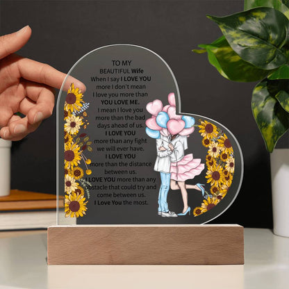 To My Beautiful Wife | Printed Heart Acrylic Plaque