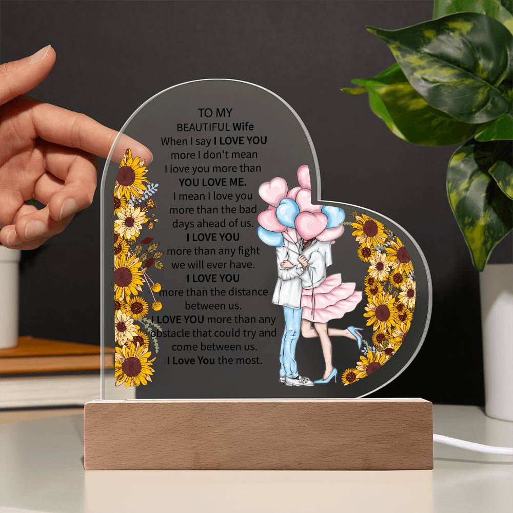 To My Beautiful Wife | Printed Heart Acrylic Plaque